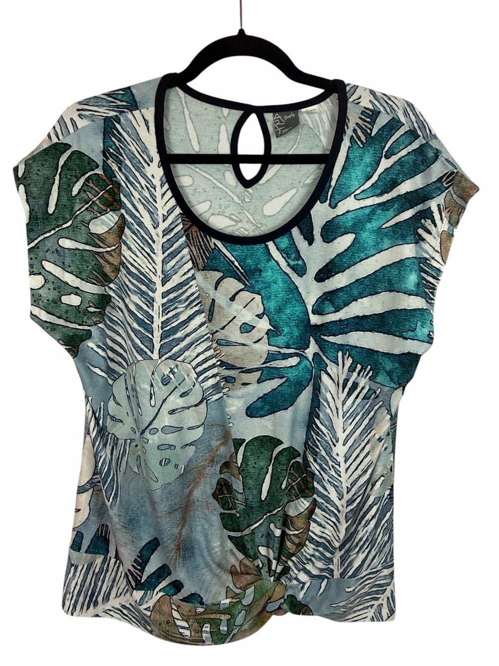 Dolcezza Simply Art Tropical Leaf Print Top Size Medium Abstract Botanical Blous
